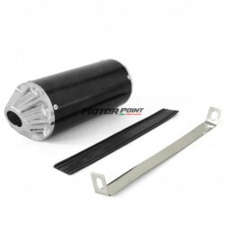 Exhaust muffler CNC - Black / Silver - ø28mm
